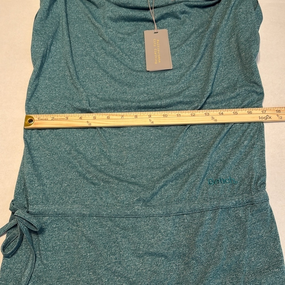 NWT Bench Teal Green Side-Tie Cowl Neck Short Sleeve Jersey Dress Size M - Picture 5 of 13